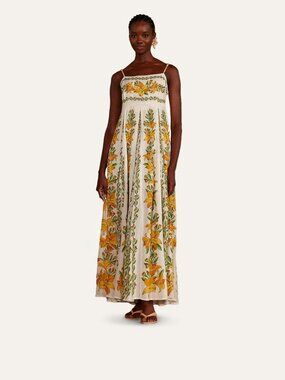Farm Rio Off-White Tropical Lightness Sleeveless Maxi Dress